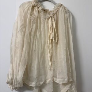 Free People Cream Sheer Blouse